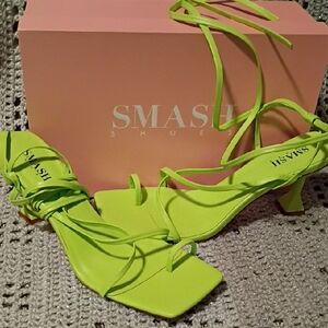 Smash Shoes Neon Green Strappy Heels